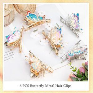 6 Pcs Butterfly Metal Hair Clips
